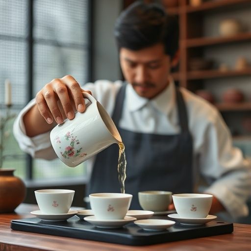 茶艺师在深圳新茶嫩茶工作室泡茶
