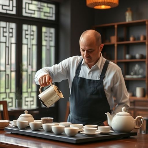 茶艺师在广州工作室泡茶