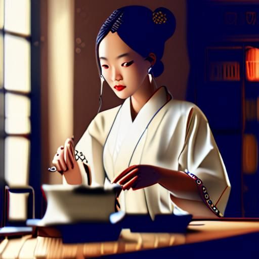 茶艺师优雅泡茶的瞬间