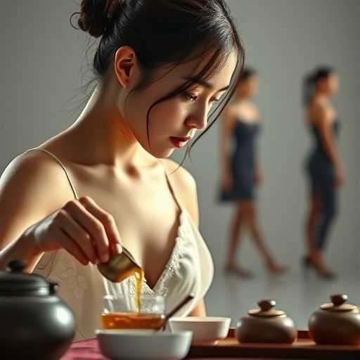 茶艺师优雅泡茶，展现茶道韵味