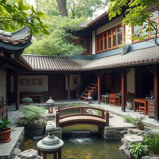 岭南茶肆庭院风光