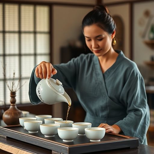 茶艺师在深圳罗湖喝茶工作室冲泡茶叶