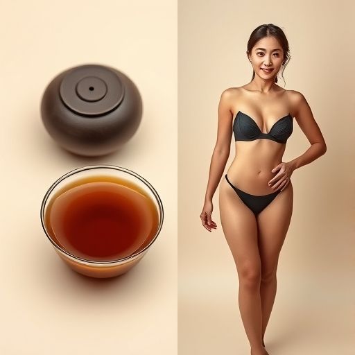 红亮的普洱茶汤与茶具