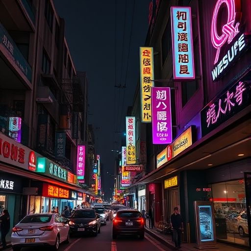 广州夜景中的QT场与养生馆