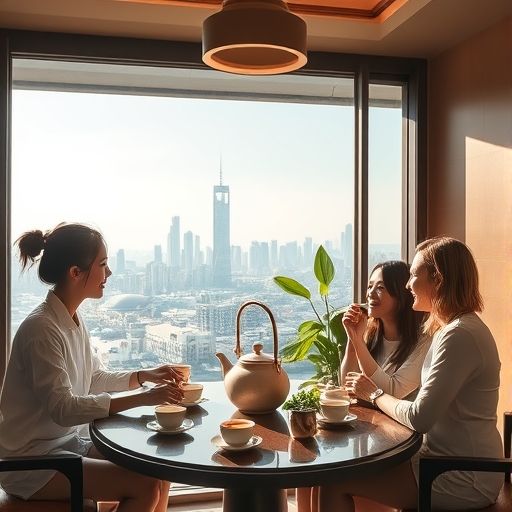 朋友在品茶工作室雅间聊天