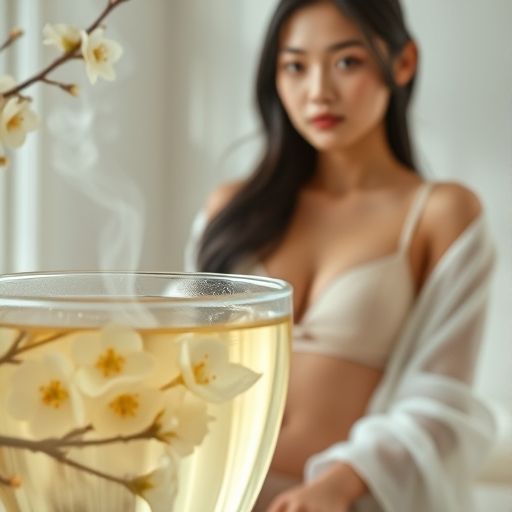 清澈的桂花茶与茶具