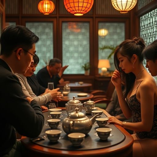 顾客与茶艺师交流