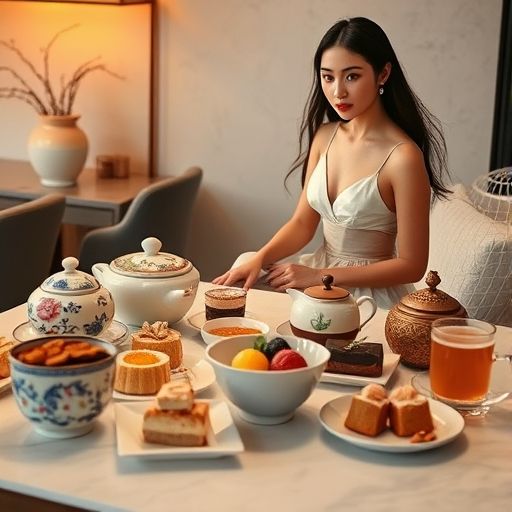 精致的茶点与茶杯搭配