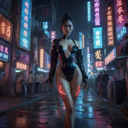 夜晚的娱乐街区，霓虹闪烁