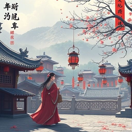 茶肆外景黄昏图