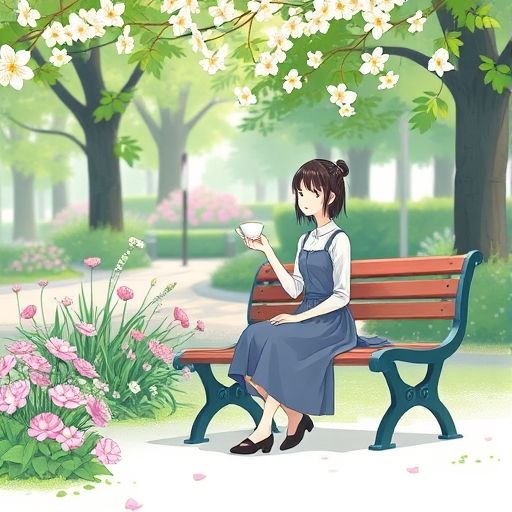 公园喝茶场景