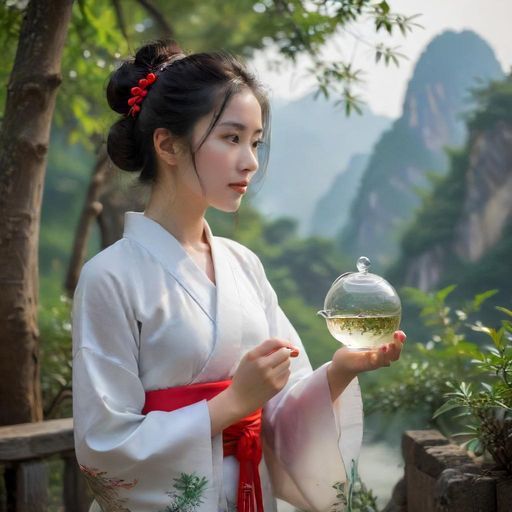 茶艺师与客人微笑交流的瞬间