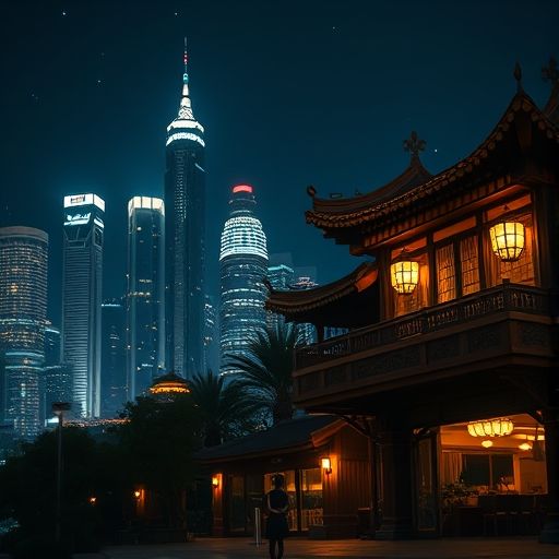 珠江新城茶室夜景