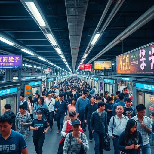 广州地铁站夜景