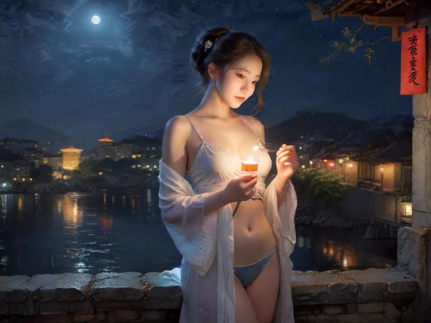 广州繁华的都市夜景，霓虹灯闪烁，呈现出赛博朋克风格的俯瞰视角。