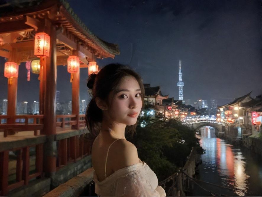 广佛夜景，霓虹闪烁，充满活力，暗示着丰富的夜生活