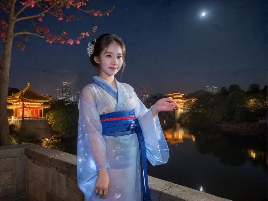 广州的繁华夜景，高楼林立，霓虹闪烁，远处可见珠江蜿蜒