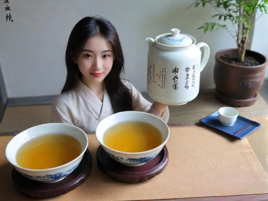 广州品茶美女窗边品茶场景