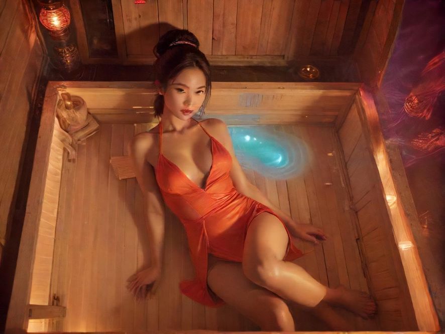 龙华桑拿会所夜景，现代奢华风格