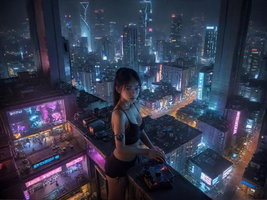 繁华都市夜景，霓虹闪烁，充满无限可能