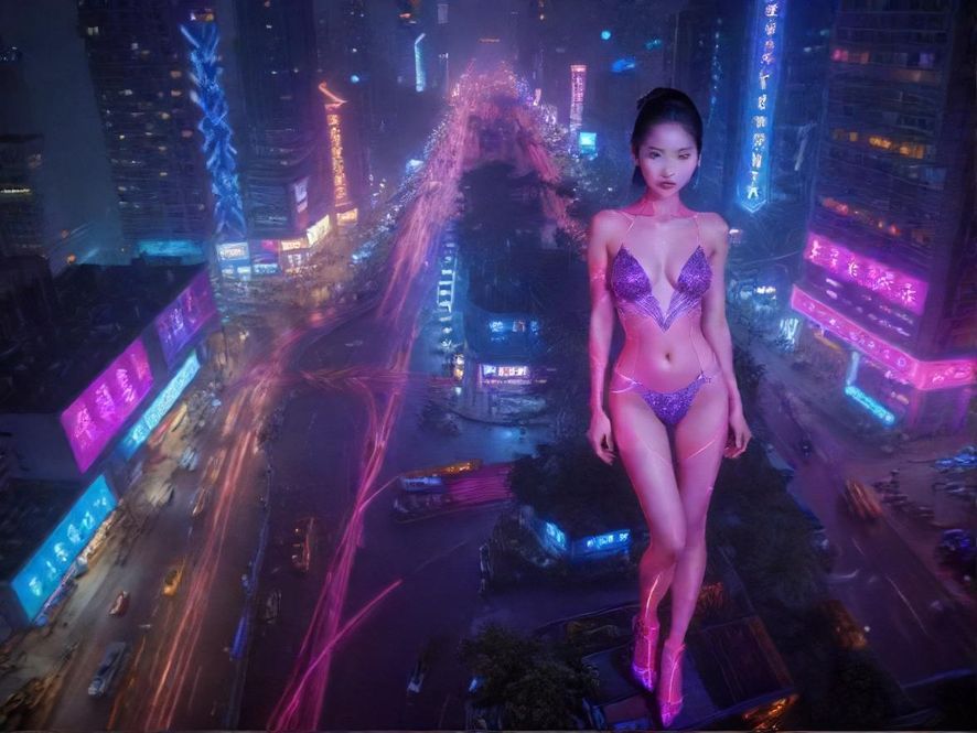 广州天河繁华夜景，车水马龙，霓虹闪烁，充满都市活力