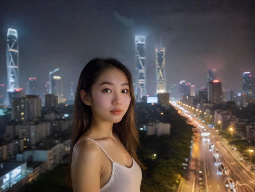 广州夜景街头娱乐氛围展示