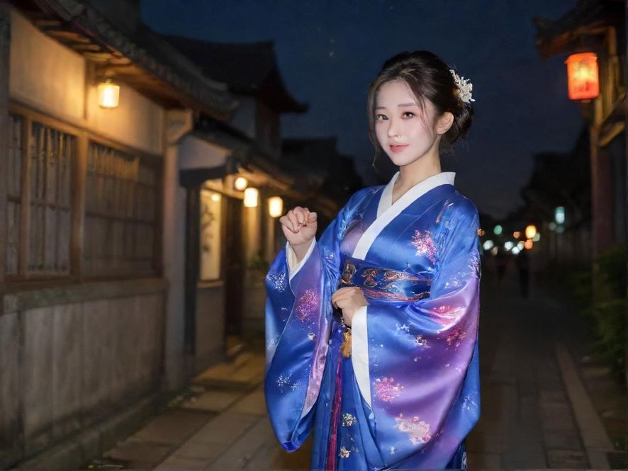 广州夜景，霓虹闪烁，充满神秘感。