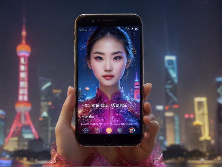 图片：手机屏幕上显示着论坛帖子，背景是上海夜景