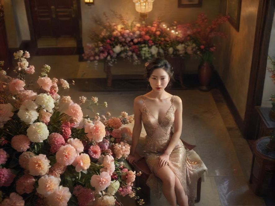 百花丛会所大厅温馨氛围