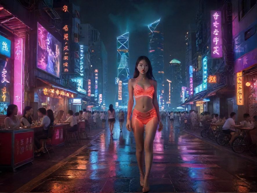 深圳璀璨的城市夜景，霓虹灯光勾勒出繁华的街道，充满无限可能。