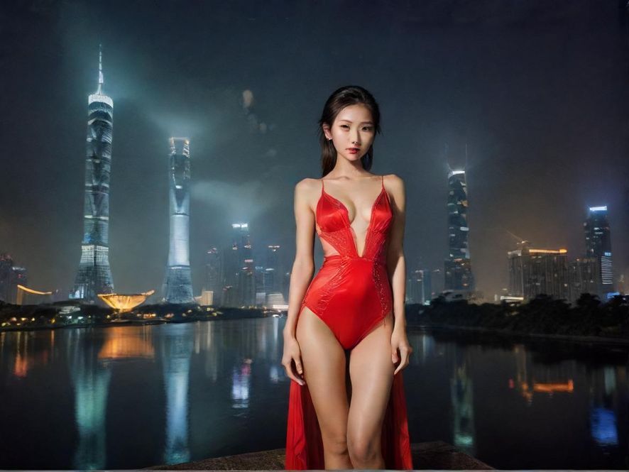 广州夜晚灯火辉煌的休闲会所外观