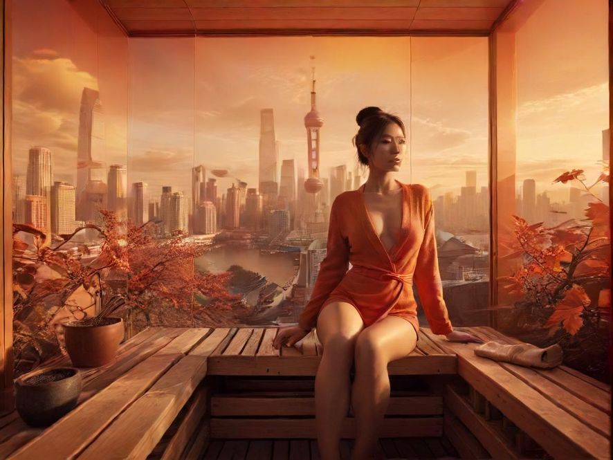 深圳高端桑拿房，窗外是都市夜景