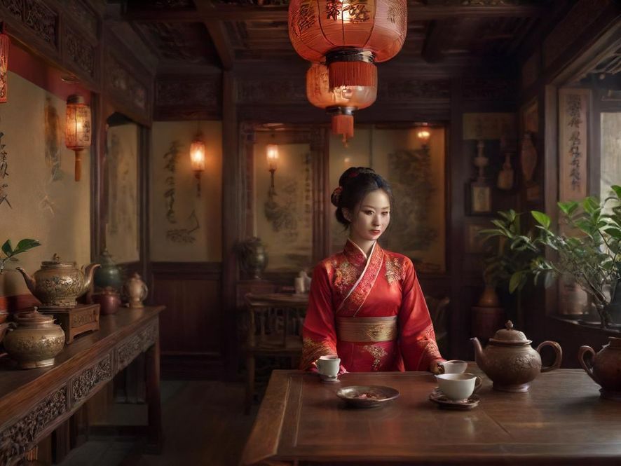 深圳龙岗特色茶馆内部环境，古色古香