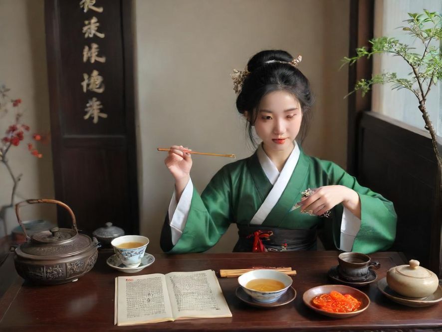 茶艺师在广州白云品茶工作室专注泡茶的特写