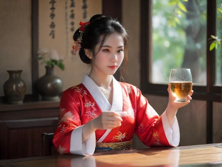 特写镜头下,一位魅力女性在欢声笑语的社交场合中,轻举酒杯,面带微笑。