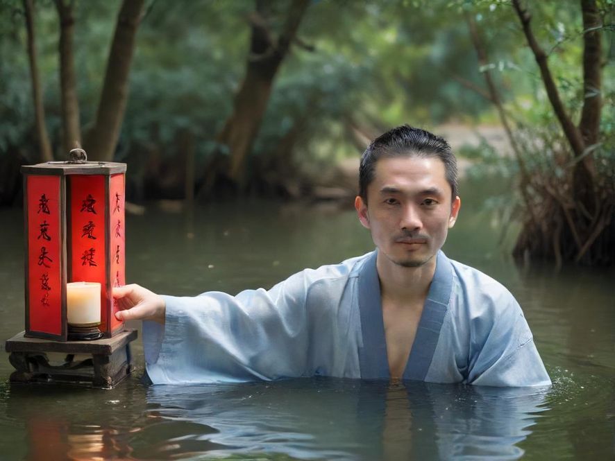 沉浸在奢华水疗中的男士,面部特写,展现放松愉悦